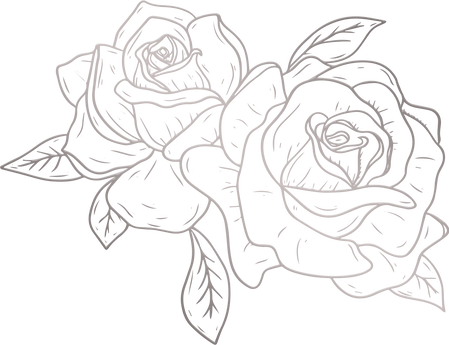 Metallic Monoline Silver Roses