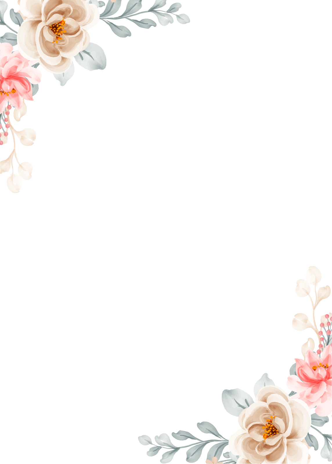 flower frame with peach and beige flower